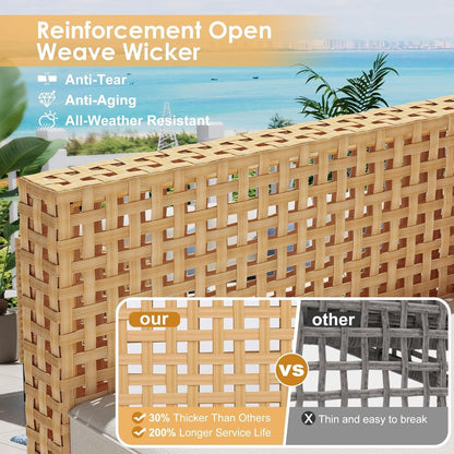 Paito Furniture Set, 110" Large 7-Piece Wicker Outdoor Paito Furniture Sets with Coffee Table,Boho Patio Conversation Set Sectional Sofa with All-Weather Cushions for Backyard,Porch,Beige-3