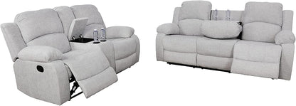 Microfiber Living Room Furniture Set Reclining Sofa Set Loveseat Furniture Sets in Living Room Sofa Recliners (Sofa+Loveseat, Grey)-0
