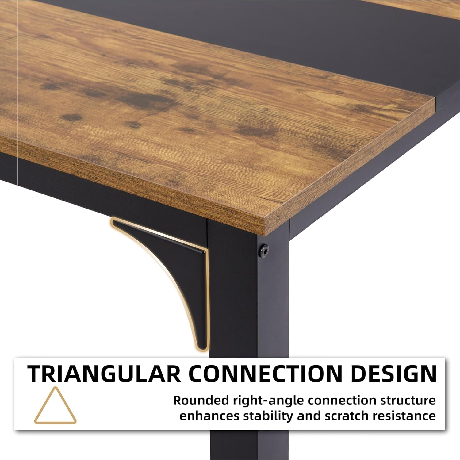 59.8'' Large Computer Desk for Home Office, Gaming, Writing, Study – Modern Wooden Surface with Metal Frame, Rustic Black-4