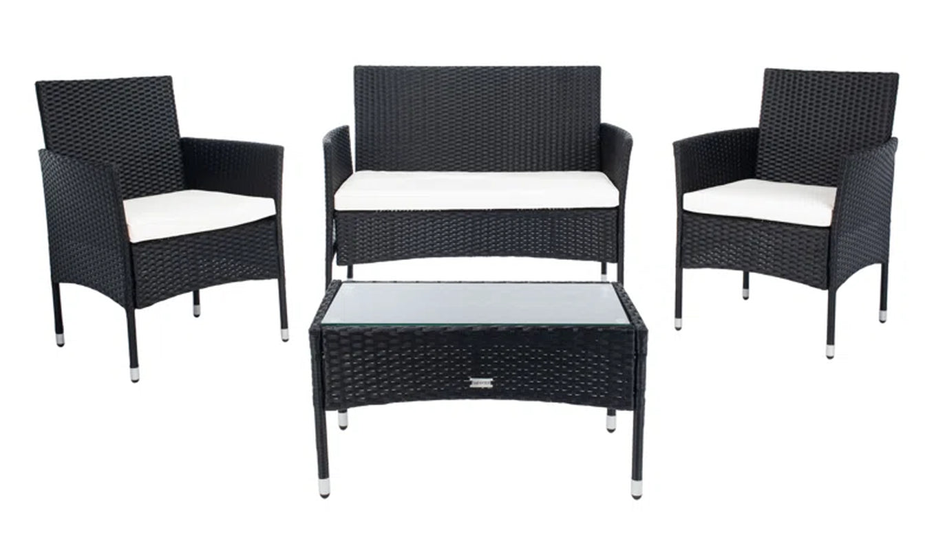 Elegant Rattan Outdoor Glass Top Patio Set Cushions-0