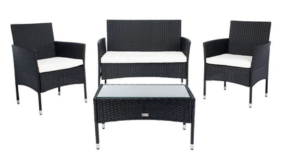 Elegant Rattan Outdoor Glass Top Patio Set Cushions-0