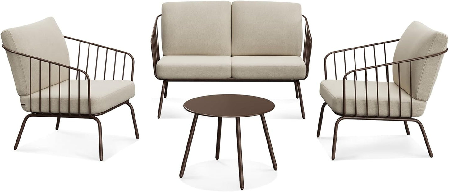 Modern 4-Piece Patio Furniture Set with Thick Cushions-0