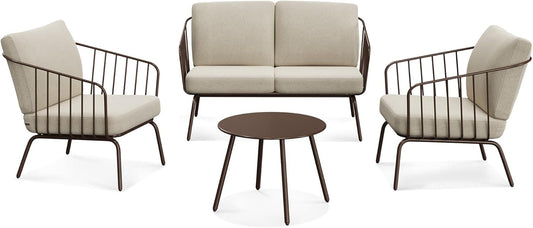Modern 4-Piece Patio Furniture Set with Thick Cushions-0