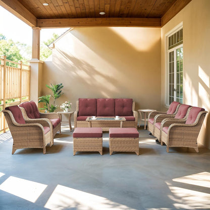 11 Piece Outdoor Furniture Set with Swivel Rocker Chairs-0