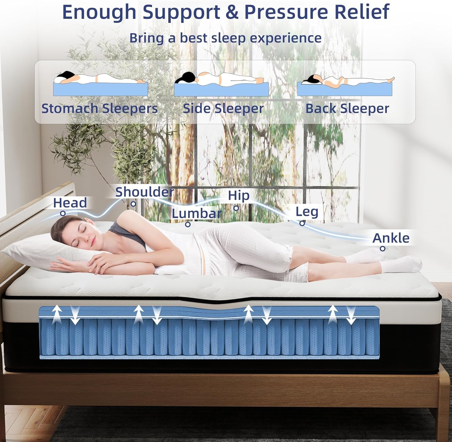 12 Inch Full Hybrid Mattress With Memory Foam Comfort-4