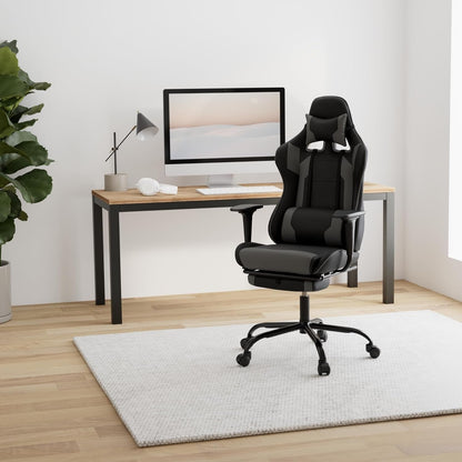 High-Back Office Chair Ergonomic PC Gaming Chair Cheap Desk Chair Executive PU Leather Rolling Swivel Computer Chair with Lumbar Support, Grey-1