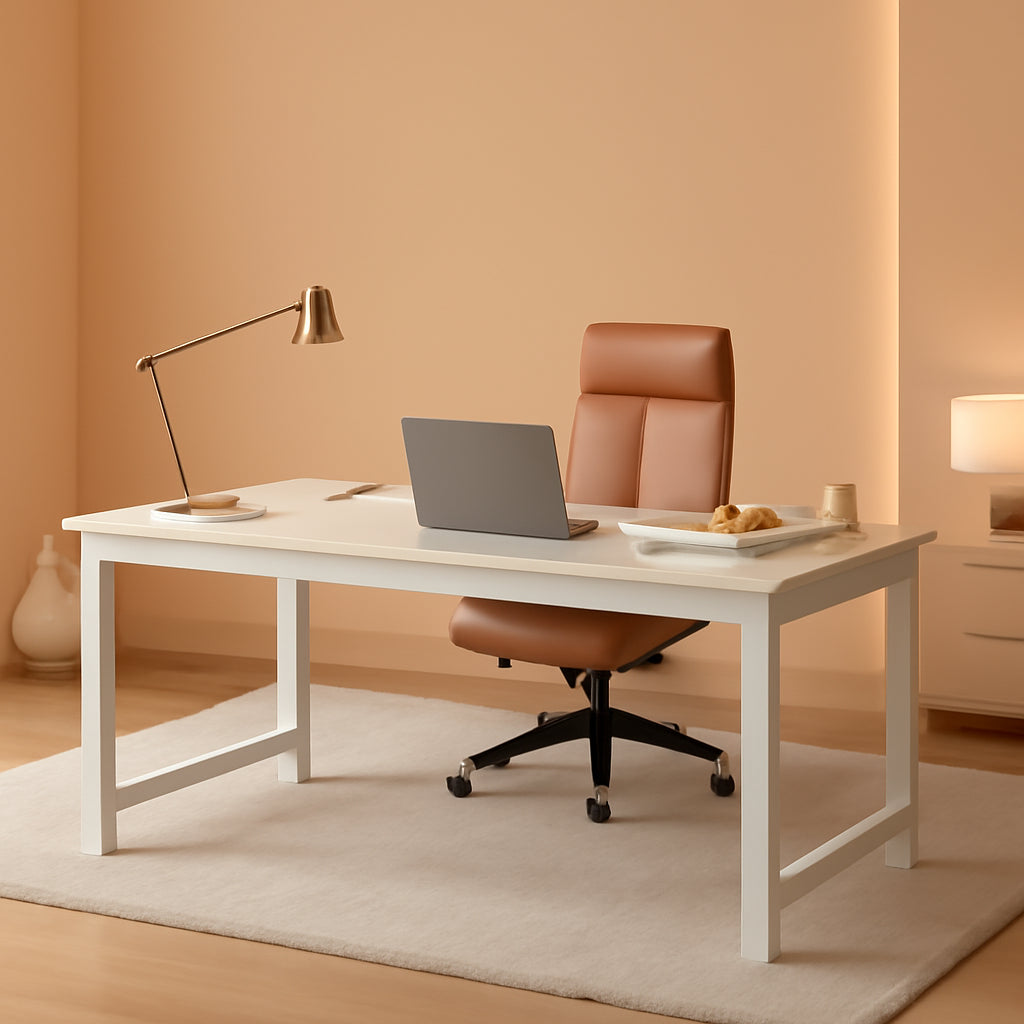 Large Executive White Office Computer Desk-0