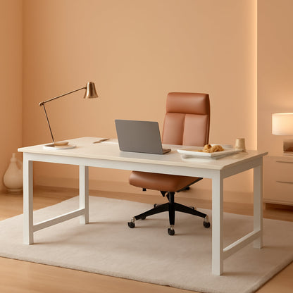 Large Executive White Office Computer Desk-0