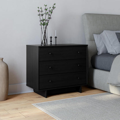 Finnley 3-Drawer Nightstand in Black Oak, Extra-Wide Bedside Table with Storage, Modern End Table for Home, Bedroom, Living Room, 16" D X 31" W X 26.75" H-1