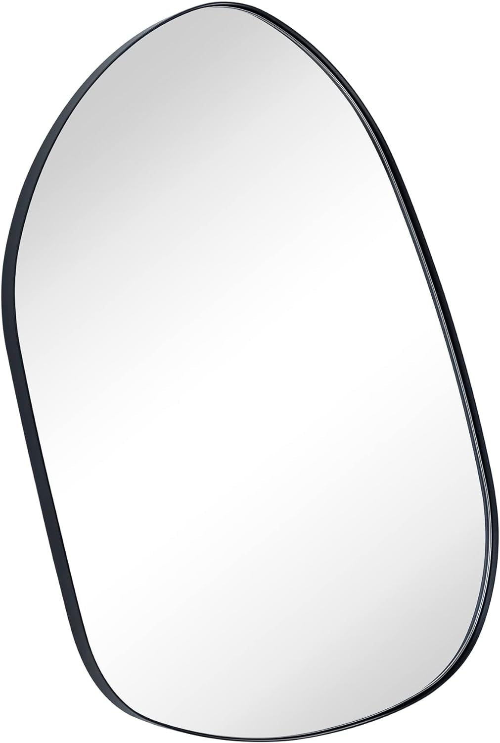 36 x 26 Matte Black Irregular Mirror with Asymmetrical Metal Frame - Stylish Accent Mirror for Bathroom Vanity, Entryway, or Living Room-3