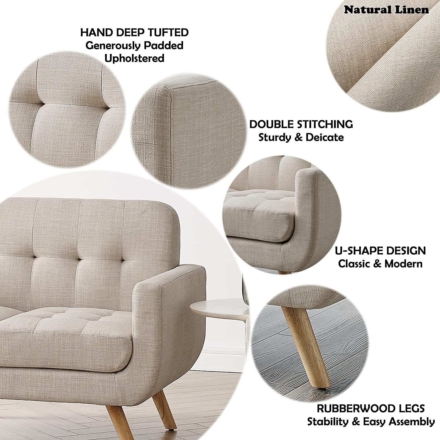 Elena Beige Accent Armchair for Living Room-3