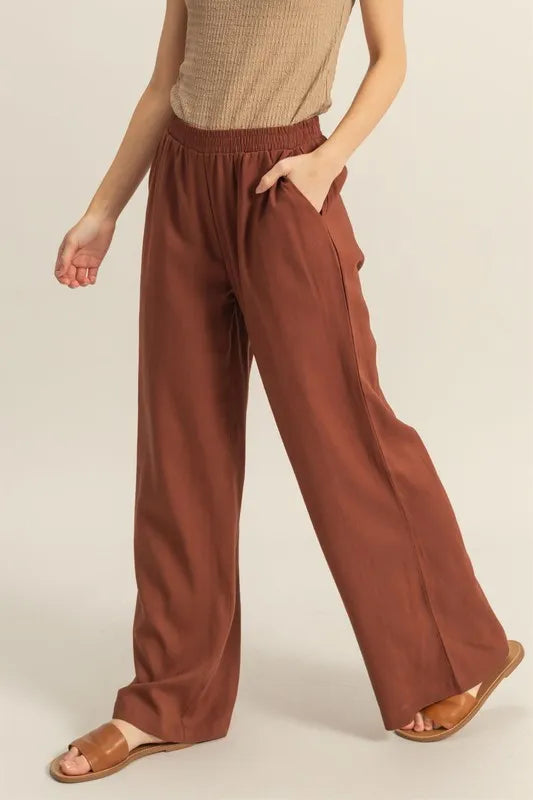 HYFVE Elastic Waist Wide Leg Pants