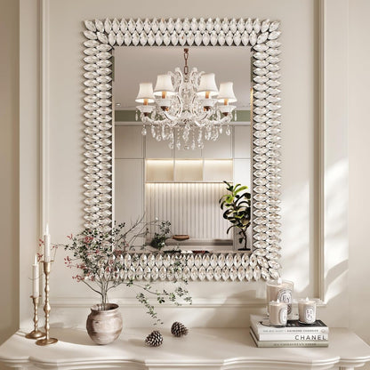 30"X40" Jeweled Bathroom Wall Mirror, Large Rectangle Mirror Decorative Mirror Luxury Vanity Mirror with Diamonds for Master Bath Half Bath Living Room Bedroom Fireplace Mantle Entryway-0