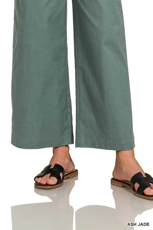 Zenana Woven Knot Strap Overalls