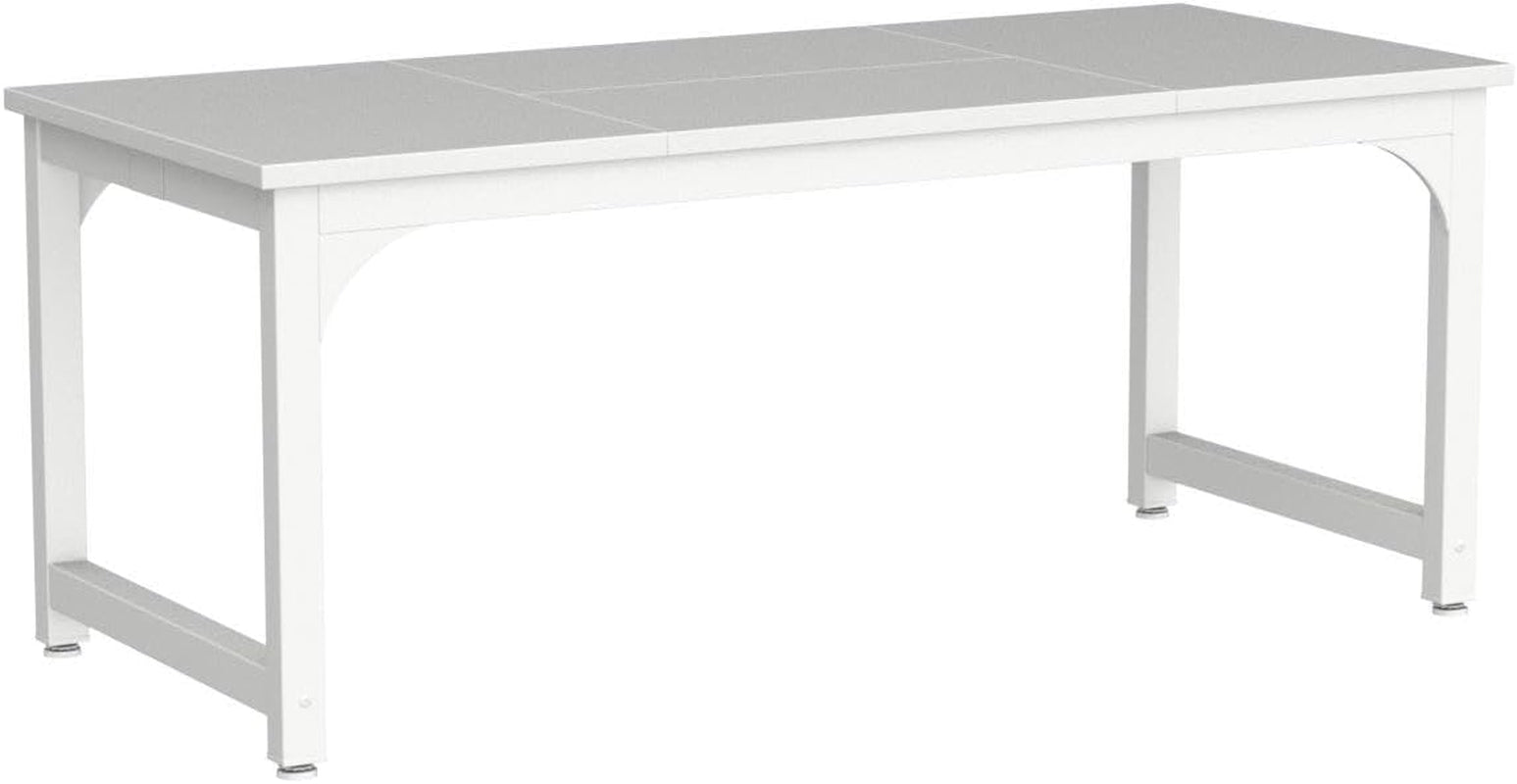 70.8”Executive Desk, Large Office Computer Desk with Thicken Frame, Modern Simple Workstation Business Furniture for Home Office, White-3