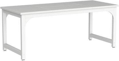 70.8”Executive Desk, Large Office Computer Desk with Thicken Frame, Modern Simple Workstation Business Furniture for Home Office, White-3
