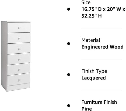 Astrid 6 Drawer Tall Chest for Bedroom-4