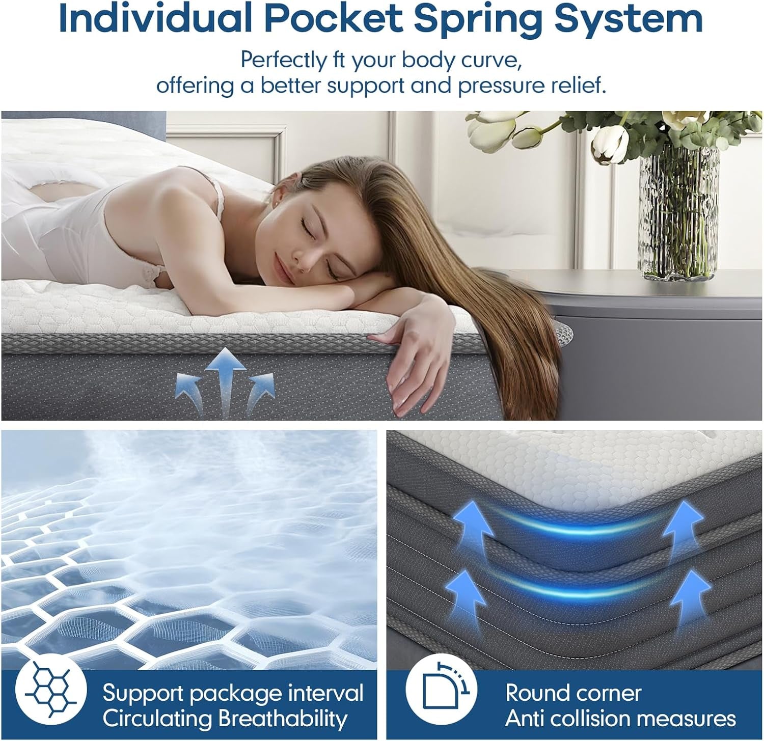 Queen Size 12 Inch Hybrid Memory Foam Mattress Comfort-4