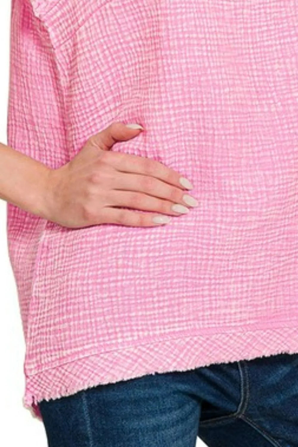 Zenana Double Gauze Raw Edge Acid Washed Tank