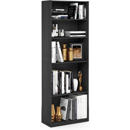 JAYA Simply Home 5-Shelf Bookcase, 5-Tier, Black-4