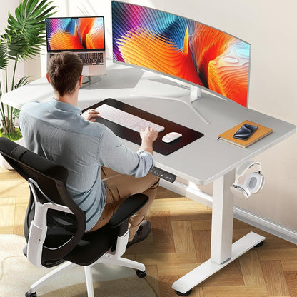 47" White Electric Standing Desk Height Adjustable-1