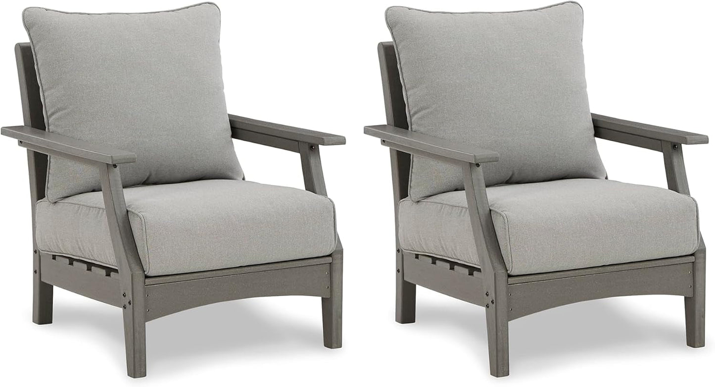 Cushioned Outdoor Lounge Chairs Set of Two Gray-0