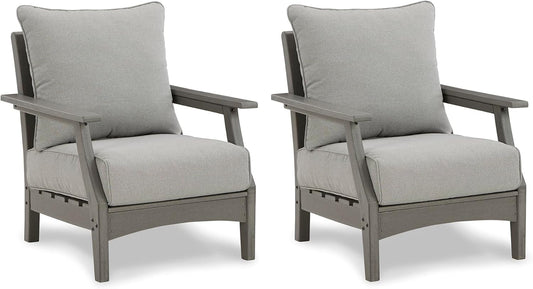Cushioned Outdoor Lounge Chairs Set of Two Gray-0