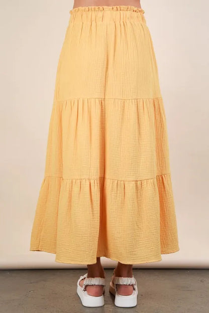 VERY J Elastic Waist Tiered Maxi Skirt