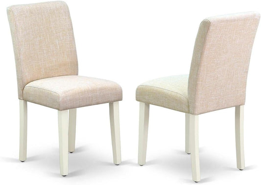 Abbott Parson Dining Room Chairs - Light Beige Linen Fabric Upholstered Chairs, Set of 2, Linen White-0
