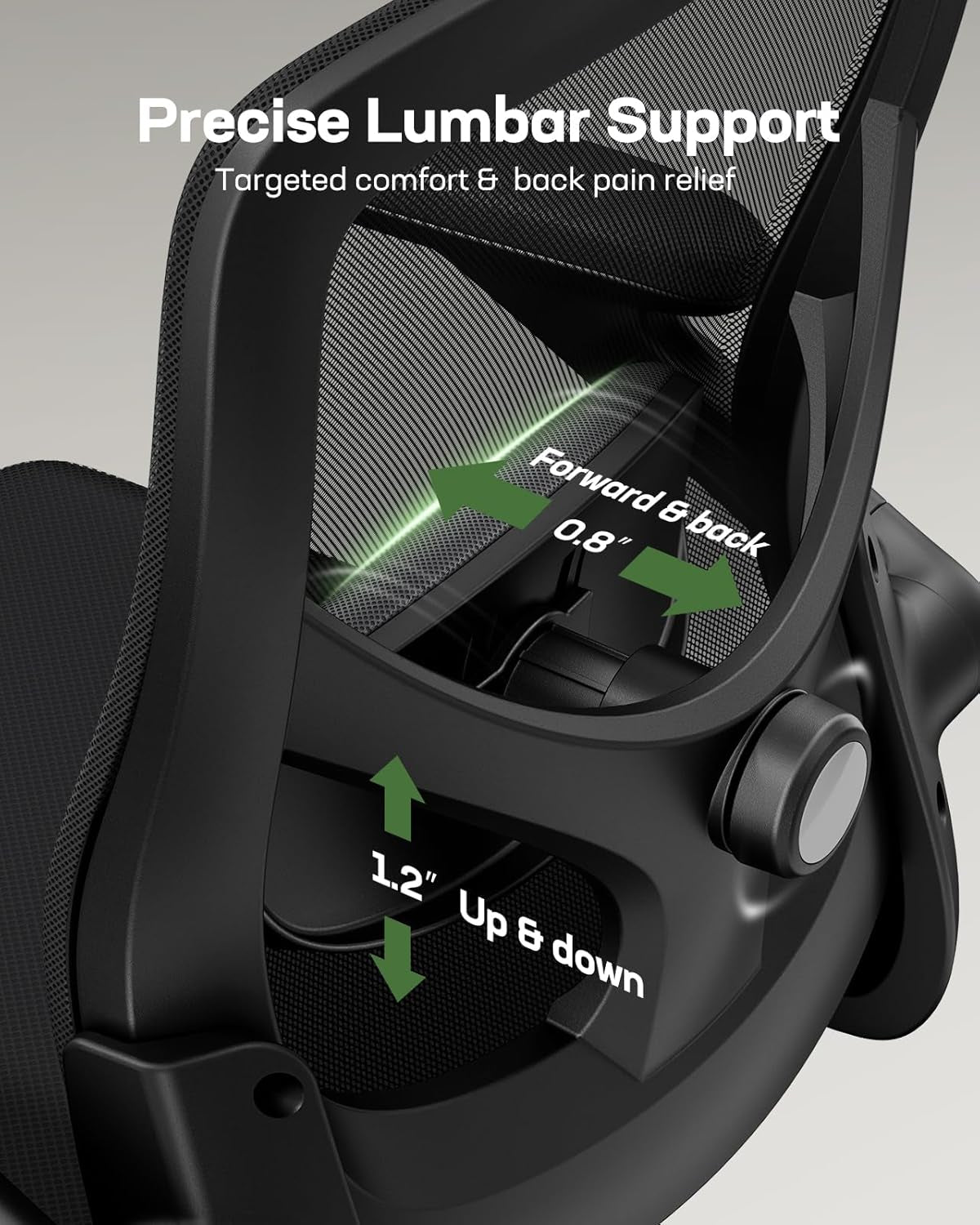 Ergonomic Mesh Office Chair High Back Desk Chair Adjustable Lumbar Support with Headrest Flip-Up Liftable Arms Swivel Computer Task Chair for Big and Tall People-3