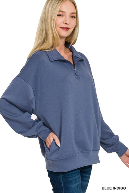 Zenana Scuba Quarter-Zip Sweatshirt