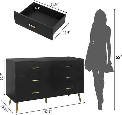 Modern Wood Dresser with Wide Drawers-1