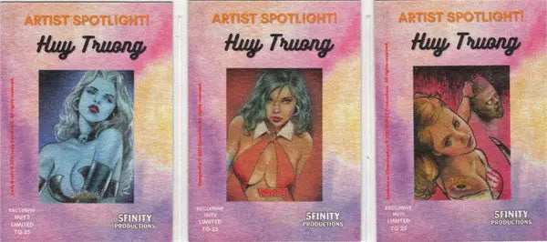 Three colorful magazine covers of women in the 5Finity exclusive three card set