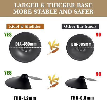 6 Black Large Bar Stools with Back 21" Wide Modern Swivel Adjustable Height Bar Chairs with Footrest PU Leather Upholstered Bentwood Barstools for Kitchen Counter Island 330LBS Load-4