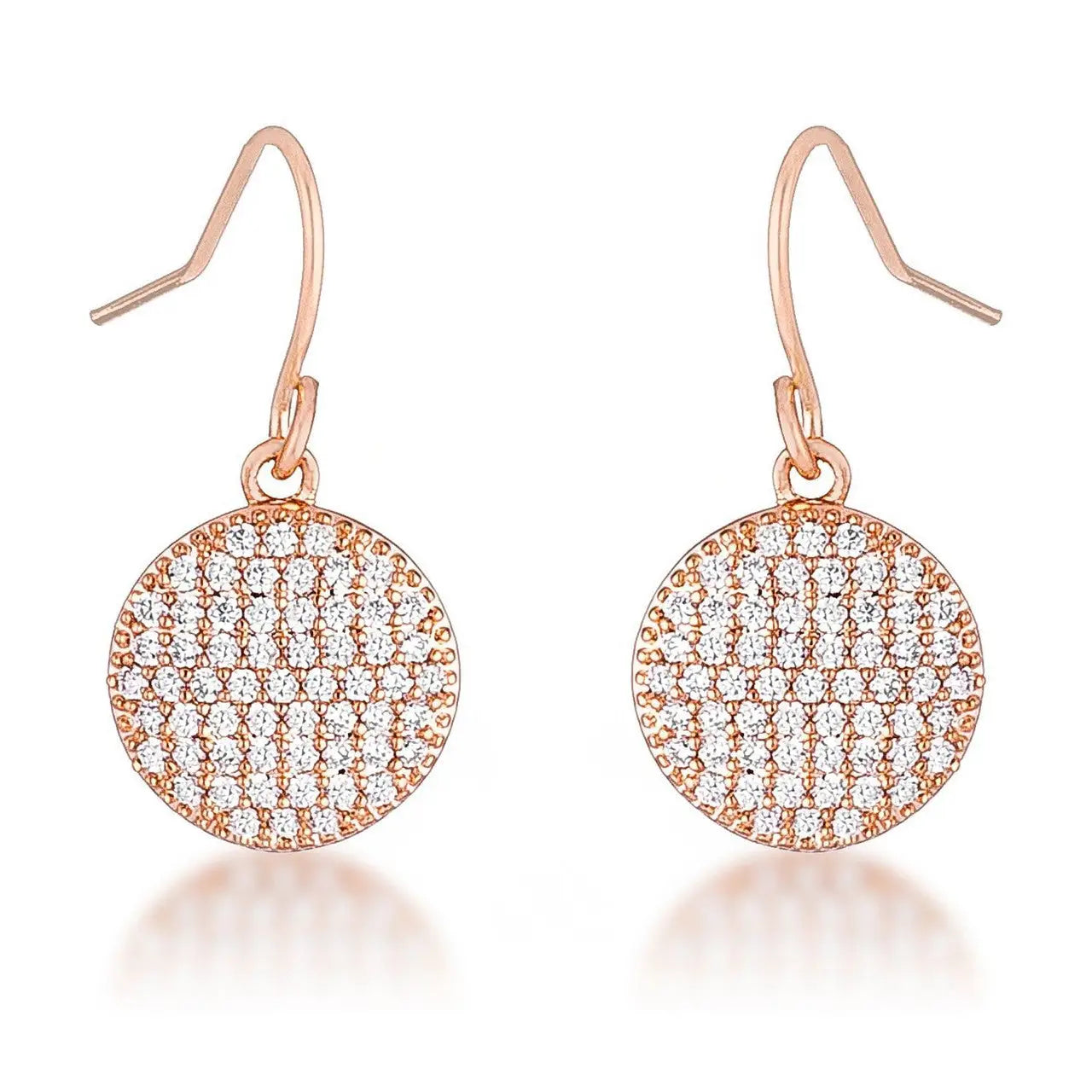 .6 Ct Elegant CZ Rose Gold Plated Disk Earrings - Earrings