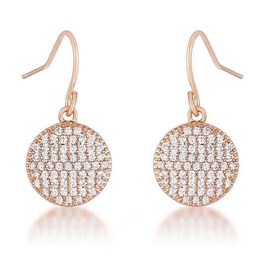 .6 Ct Elegant CZ Rose Gold Plated Disk Earrings - Earrings