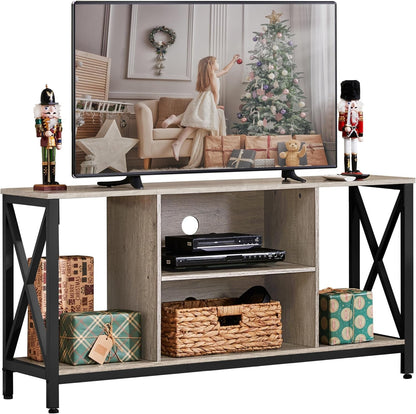 TV Stand for Tvs up to 65 Inch, 55 Inch TV Console for Living Room, Small Entertainment Center for Gaming Room, Bedroom TV Table, Gray-0