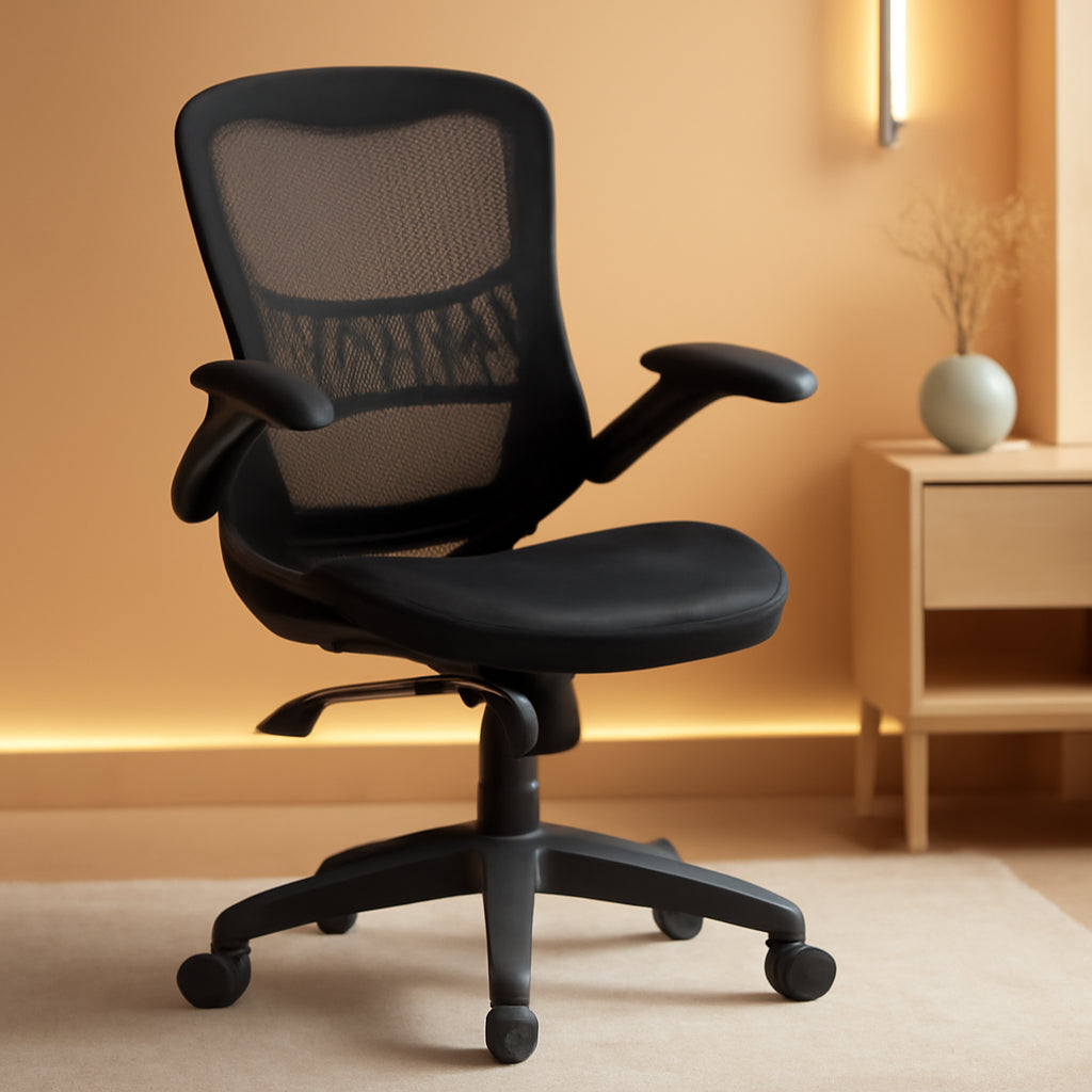 Office Star Ventilated Manager'S Office Desk Chair with Breathable Mesh Seat and Back, Black Base, Black-0
