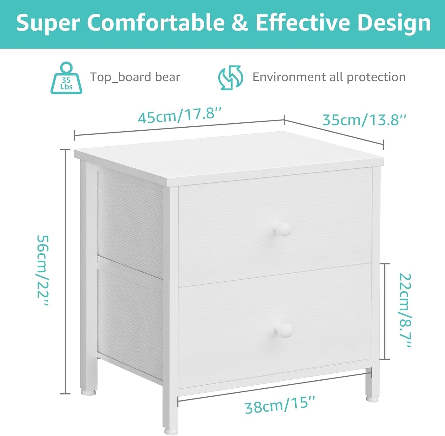 White Nightstands with 2 Drawers-4