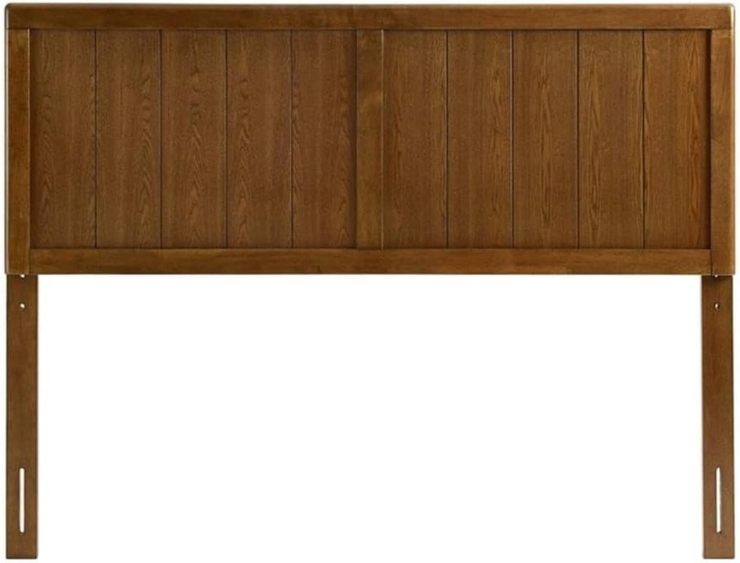 Modern Walnut Rubberwood King Headboard with Panel Detail-3