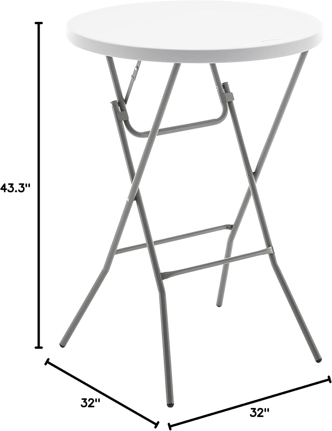 32" Round White Folding Table Set Bar Height-2