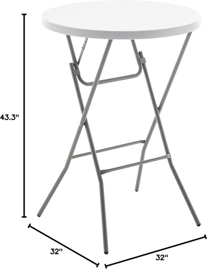32" Round White Folding Table Set Bar Height-2