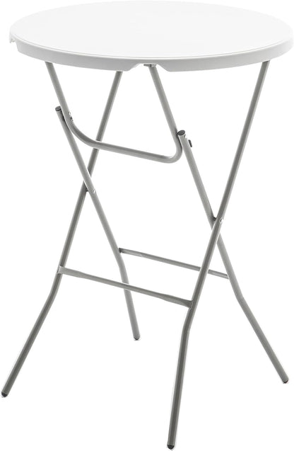 32" Round White Folding Table Set Bar Height-3