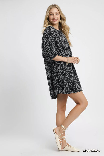Umgee Leopard Print Jacquard Mini Dress