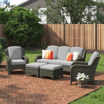 Patio Rattan Seating Group With Cushions Five Piece-2