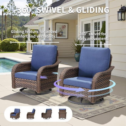 All-Weather Wicker Outdoor Patio Furniture Set With Swivel Rockers-4