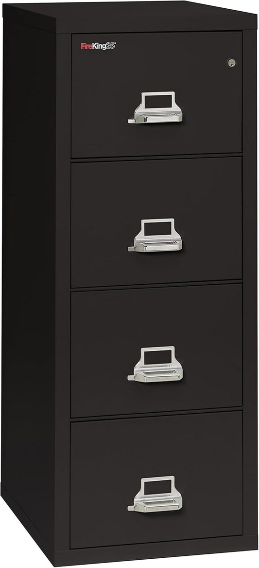 Vertical 4 Drawer Legal Fire Safe File Cabinet with Key Lock, 1 Hour Fire Rated, UL Rated & Water Resistant Home Safe, Made in the USA, Black-0