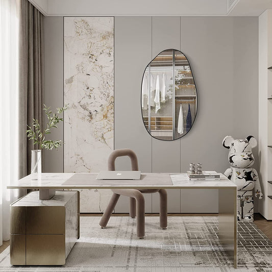 Asymmetrical Wood Framed Wall Mirror for Decoration-0