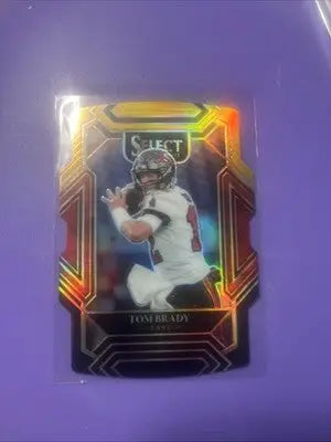 Tom Brady 2021 Select Prizm Green and Yellow Die Cut Trading Card