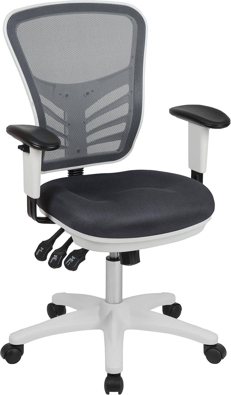 Nicholas Mid-Back Swivel Office and Gaming Chair, Ergonomic Mesh Office Chair with Adjustable Lumbar Support and Height, Gray/White-0